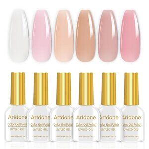 Sheer Gel Nail Polish Set Jelly UV Gel 6 Colors Translucent Milky White Pink